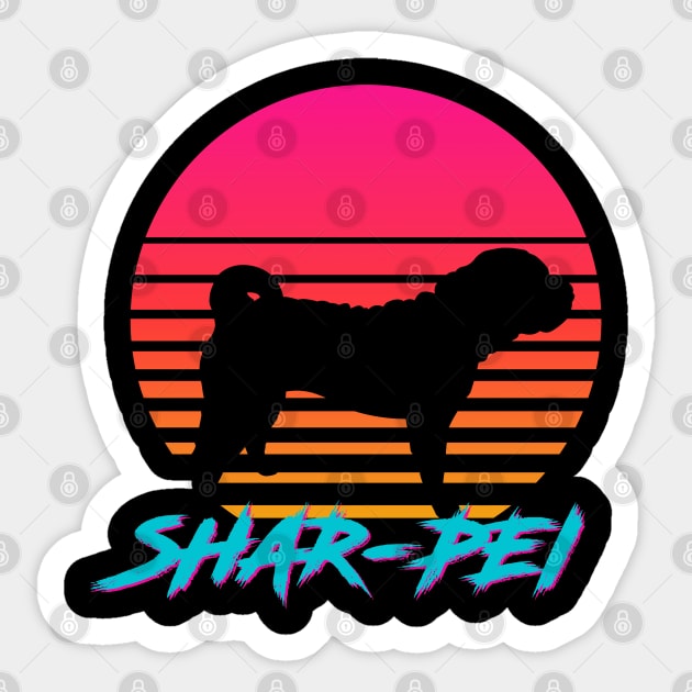 Chinese Shar-Pei 1980s Sunset Sticker by Geekasms